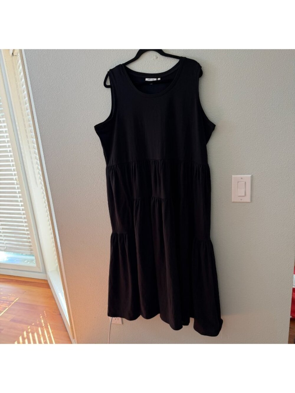 Chico's Black Maxi Dress 4 US XXL Stretch Knit Sleeveless Cotton